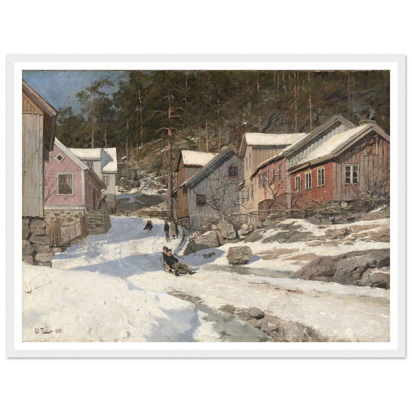 Street in Kragerø (1882) Art Print | Frits Thaulow - Framed Poster - 30x40 cm / 12x16″ - Black frame