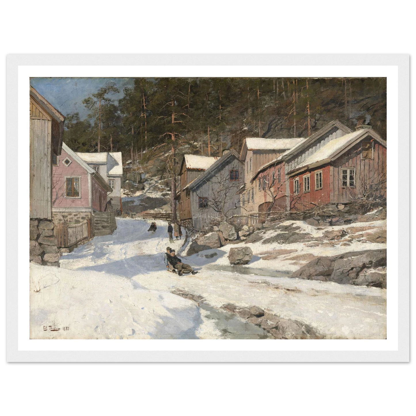 Street in Kragerø (1882) Art Print | Frits Thaulow - Framed Poster - 30x40 cm / 12x16″ - Black frame