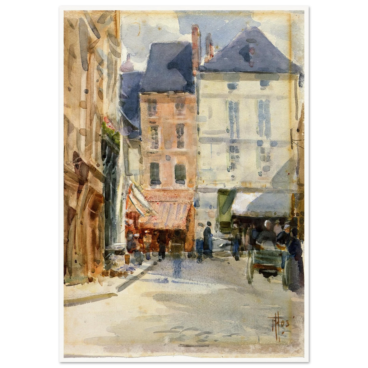 Street scene in Holland (1903) Art Print | Frances Hodgkins - Framed Poster - 30x40 cm / 12x16″ - Black frame