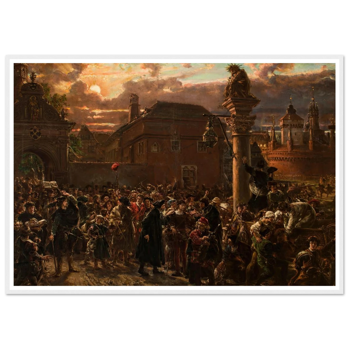 Students Leaving Krakow in 1549 (1892) Art Print | Jan Matejko - Framed Poster - 30x40 cm / 12x16″ - Black frame