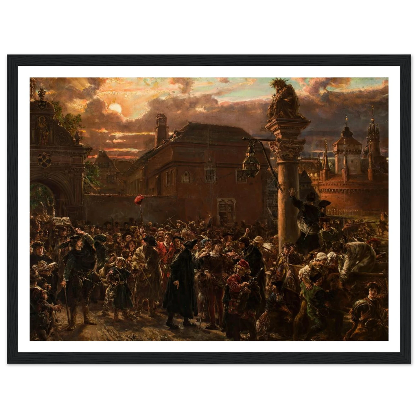 Students Leaving Krakow in 1549 (1892) Art Print | Jan Matejko - Framed Poster - 30x40 cm / 12x16″ - Black frame