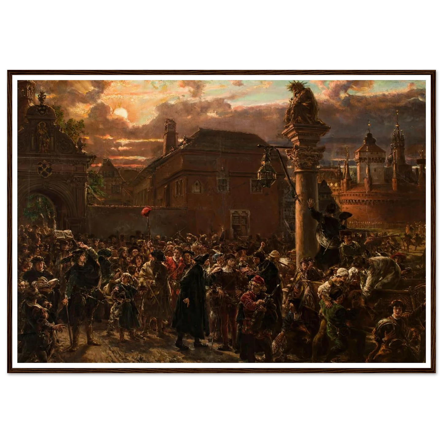 Students Leaving Krakow in 1549 (1892) Art Print | Jan Matejko - Framed Poster - 30x40 cm / 12x16″ - Black frame