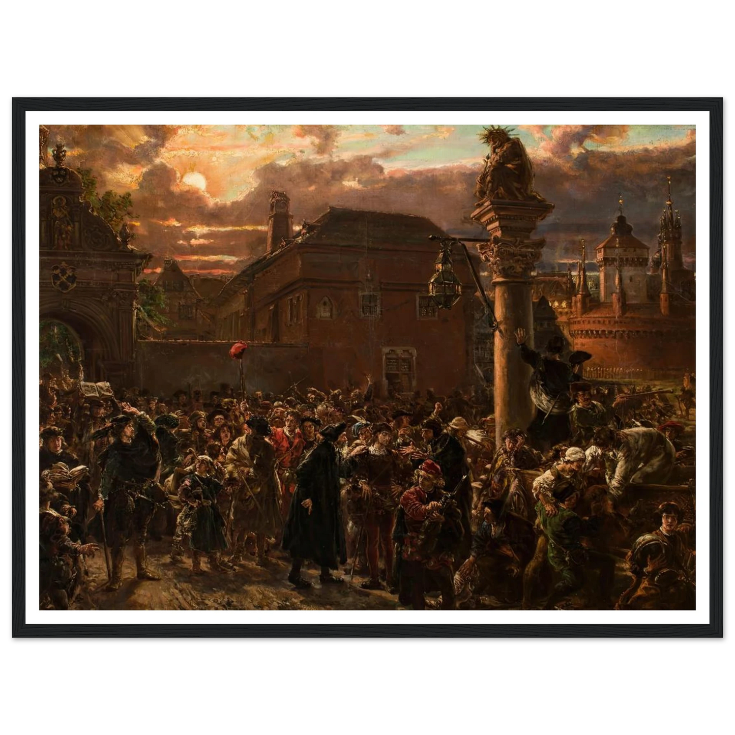 Students Leaving Krakow in 1549 (1892) Art Print | Jan Matejko - Framed Poster - 30x40 cm / 12x16″ - Black frame