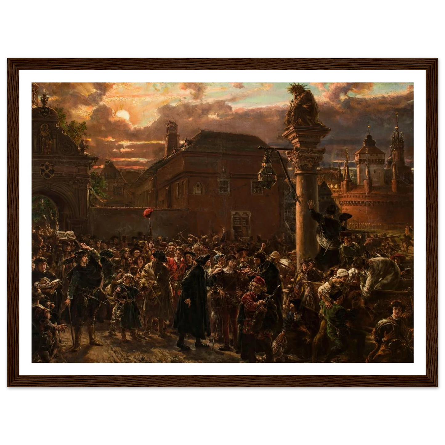 Students Leaving Krakow in 1549 (1892) Art Print | Jan Matejko - Framed Poster - 30x40 cm / 12x16″ - Black frame