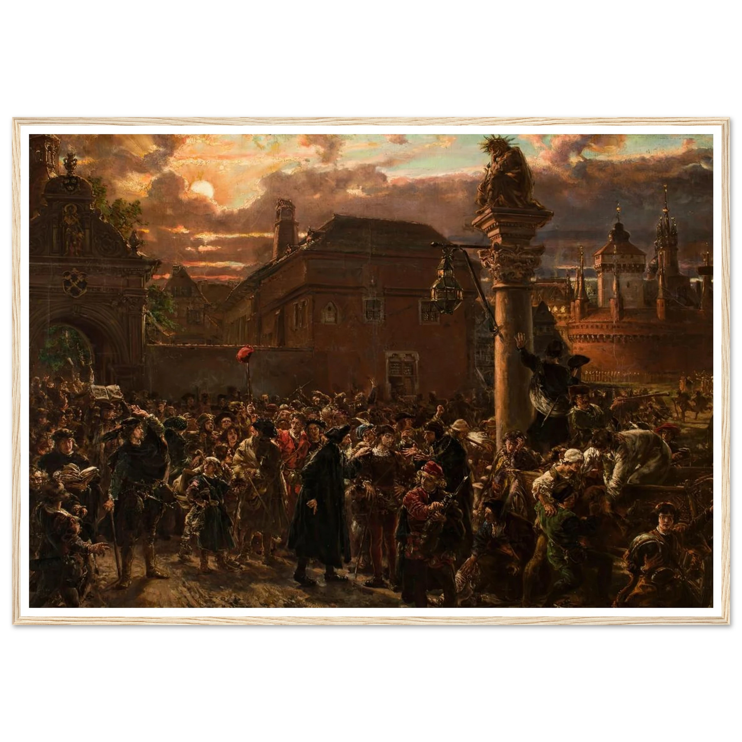 Students Leaving Krakow in 1549 (1892) Art Print | Jan Matejko - Framed Poster - 30x40 cm / 12x16″ - Black frame