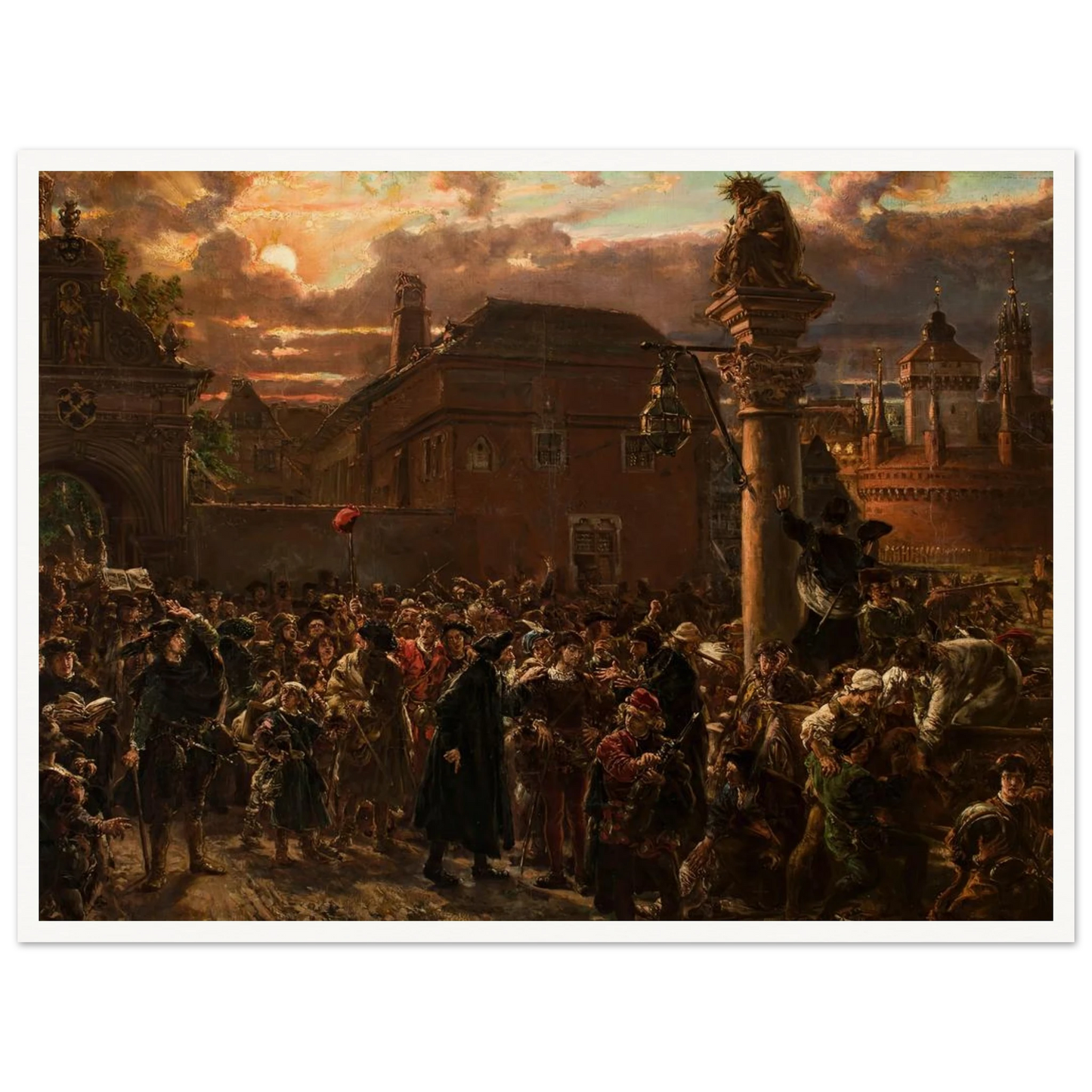 Students Leaving Krakow in 1549 (1892) Art Print | Jan Matejko - Framed Poster - 30x40 cm / 12x16″ - Black frame