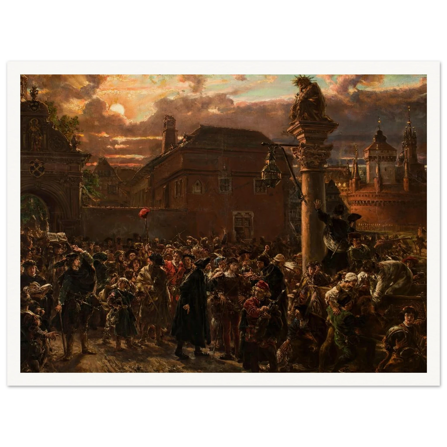 Students Leaving Krakow in 1549 (1892) Art Print | Jan Matejko - Framed Poster - 30x40 cm / 12x16″ - Black frame