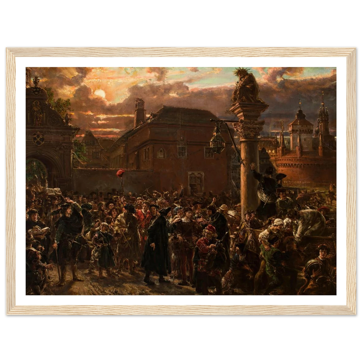 Students Leaving Krakow in 1549 (1892) Art Print | Jan Matejko - Framed Poster - 30x40 cm / 12x16″ - Black frame
