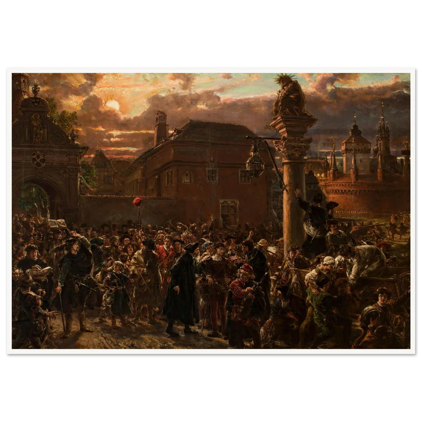 Students Leaving Krakow in 1549 (1892) Art Print | Jan Matejko - Framed Poster - 30x40 cm / 12x16″ - Black frame