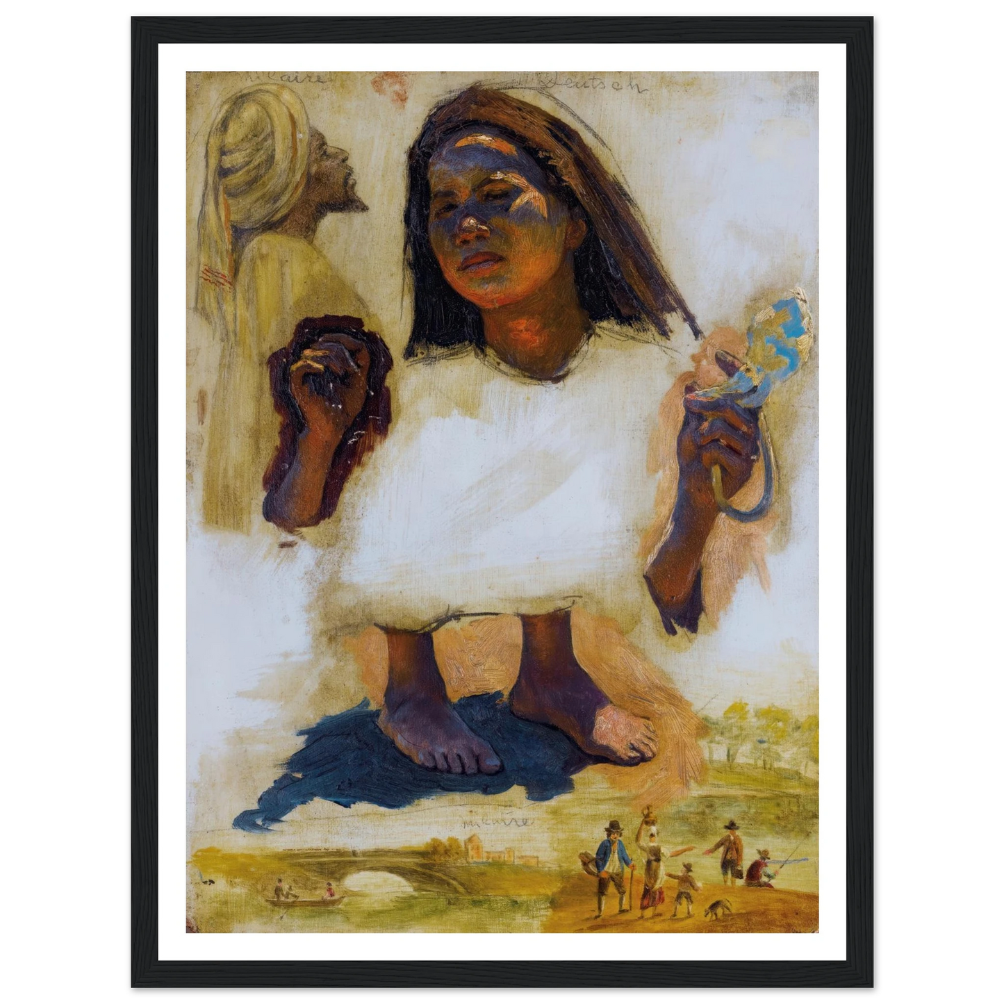 Studies Of Heads, Feet And Hands Art Print | Ludwig Deutsch - Framed Poster - 30x40 cm / 12x16″ - Black frame