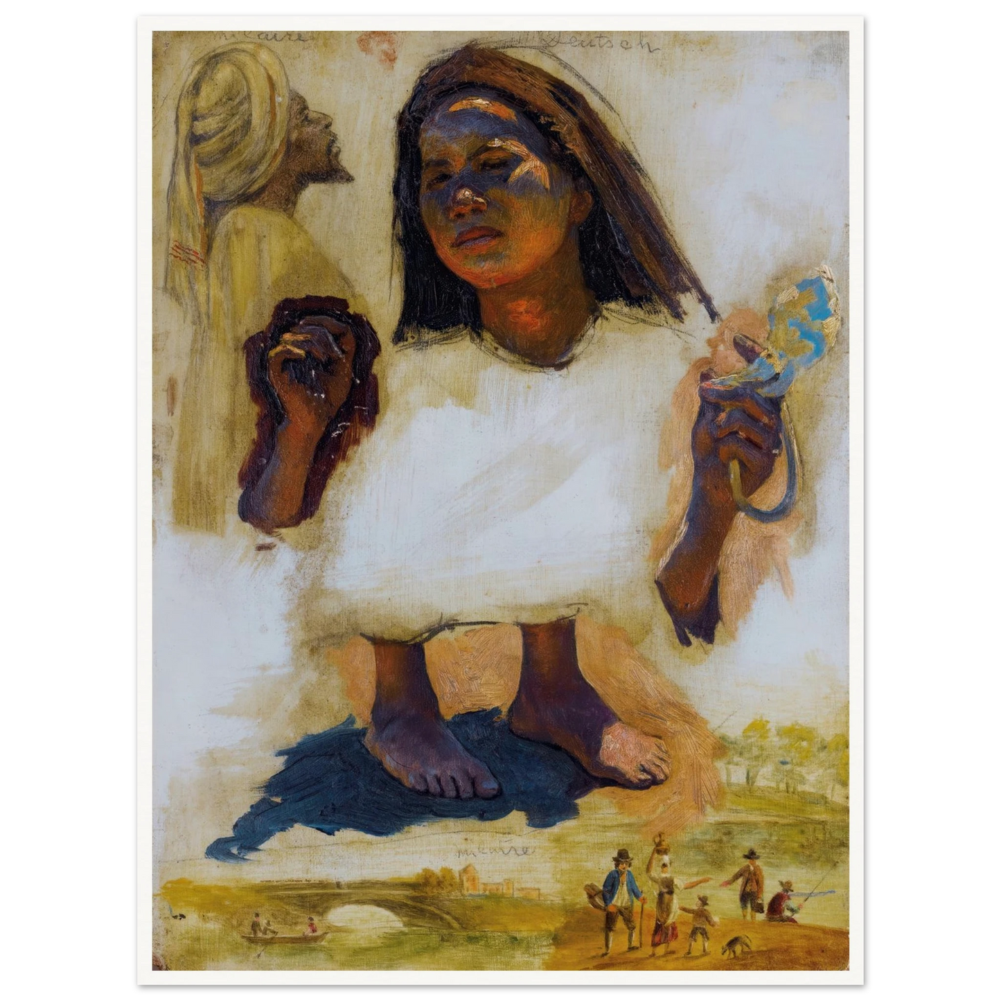 Studies Of Heads, Feet And Hands Art Print | Ludwig Deutsch - Framed Poster - 30x40 cm / 12x16″ - Black frame