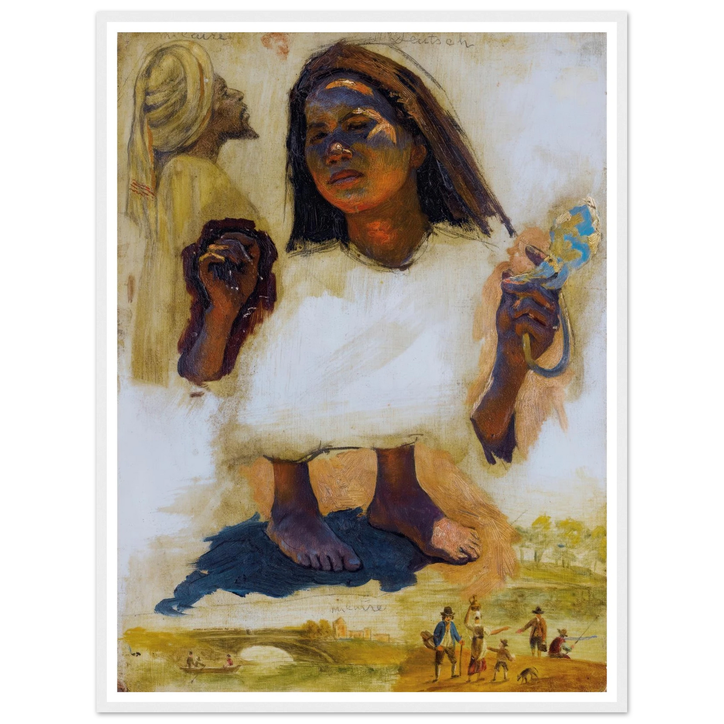 Studies Of Heads, Feet And Hands Art Print | Ludwig Deutsch - Framed Poster - 30x40 cm / 12x16″ - Black frame