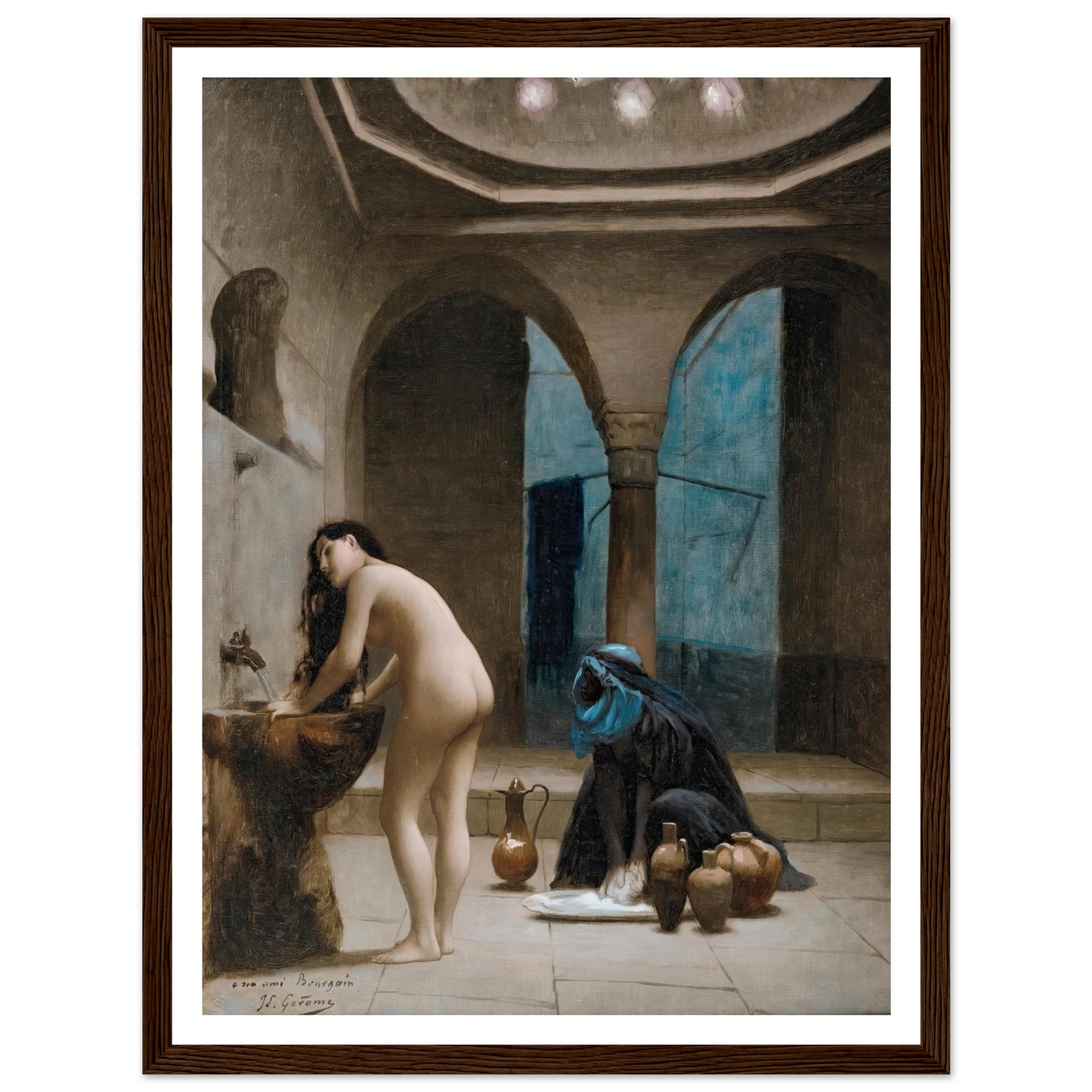 Study For A Maure Bath, Turkish Woman In The Bath Art Print | Jean Leon Gerome - Framed Poster - 30x40 cm / 12x16″ - Black frame