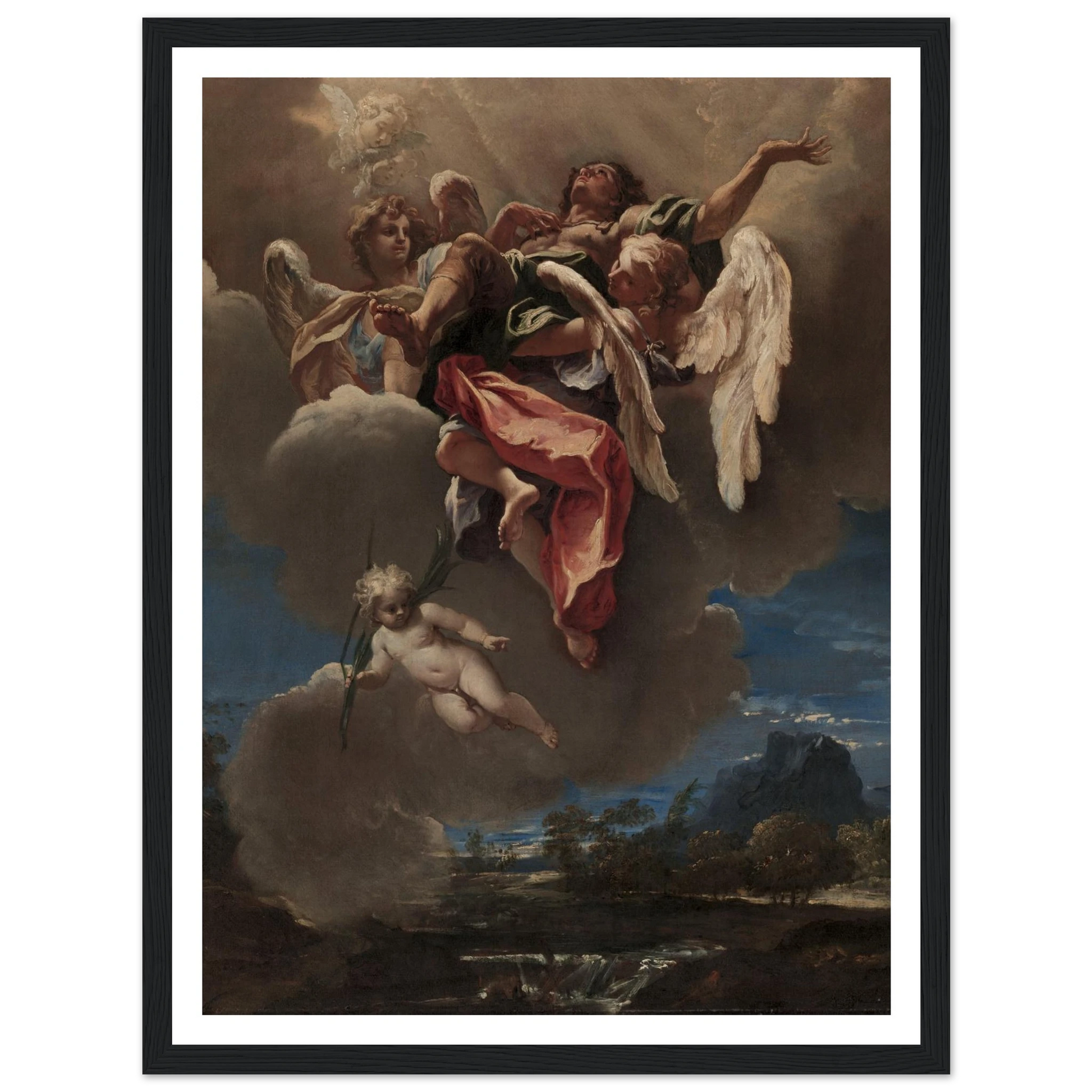 Study for ‘An Apotheosis of a Saint’ (for San Bernardino dei Morti, Milan) (c. 1695) Art Print | Sebastiano Ricci - Framed Poster - 30x40 cm / 12x16″ - Black frame