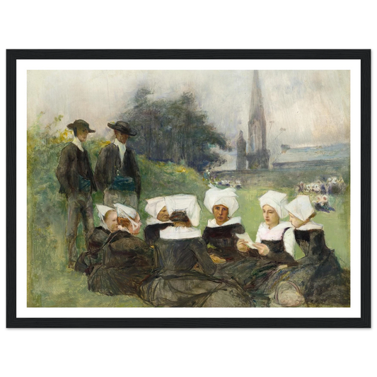 Study for Breton Women at a Pardon (c. 1887) Art Print | Pascal Adolphe Jean Dagnan Bouveret - Framed Poster - 30x40 cm / 12x16″ - Black frame
