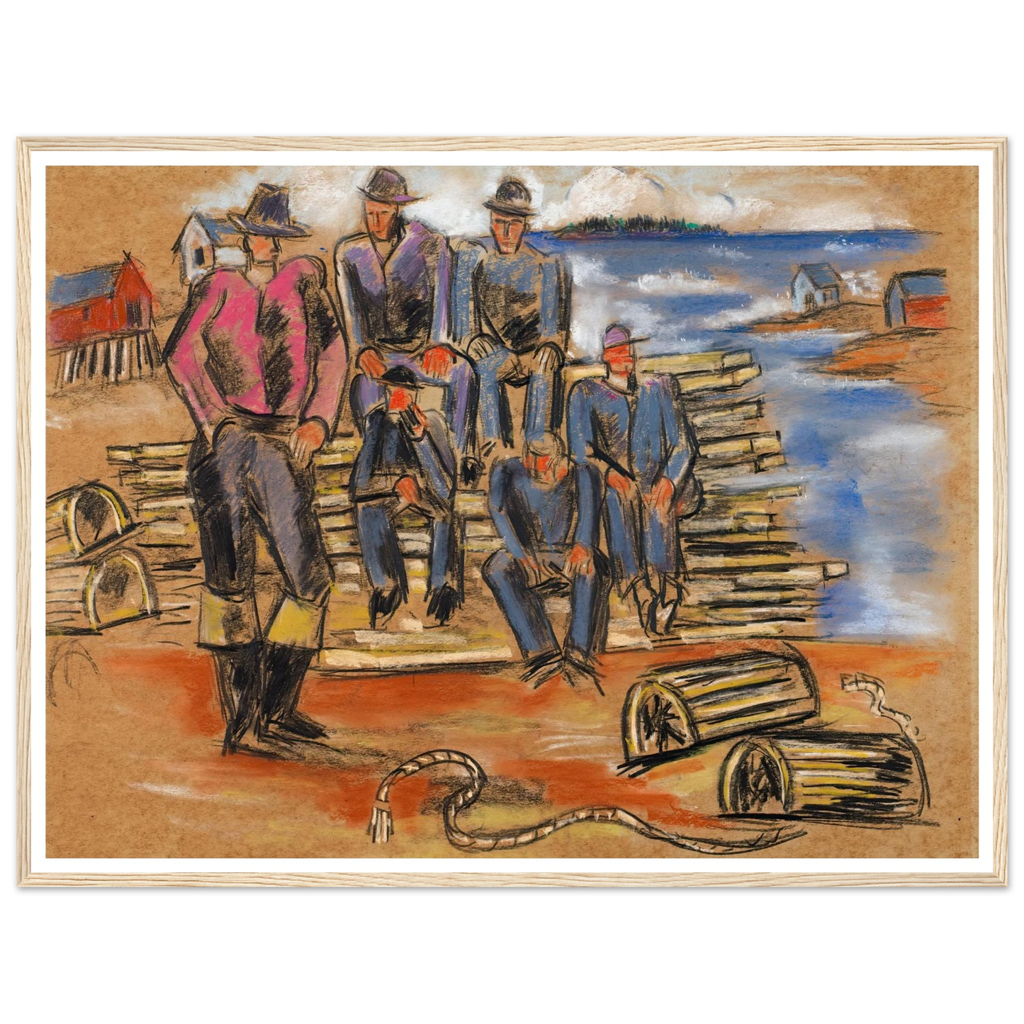 Study for Lobster Fishermen (1940) Art Print | Marsden Hartley - Framed Poster - 30x40 cm / 12x16″ - Black frame