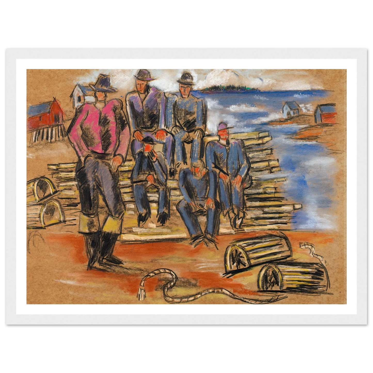 Study for Lobster Fishermen (1940) Art Print | Marsden Hartley - Framed Poster - 30x40 cm / 12x16″ - Black frame