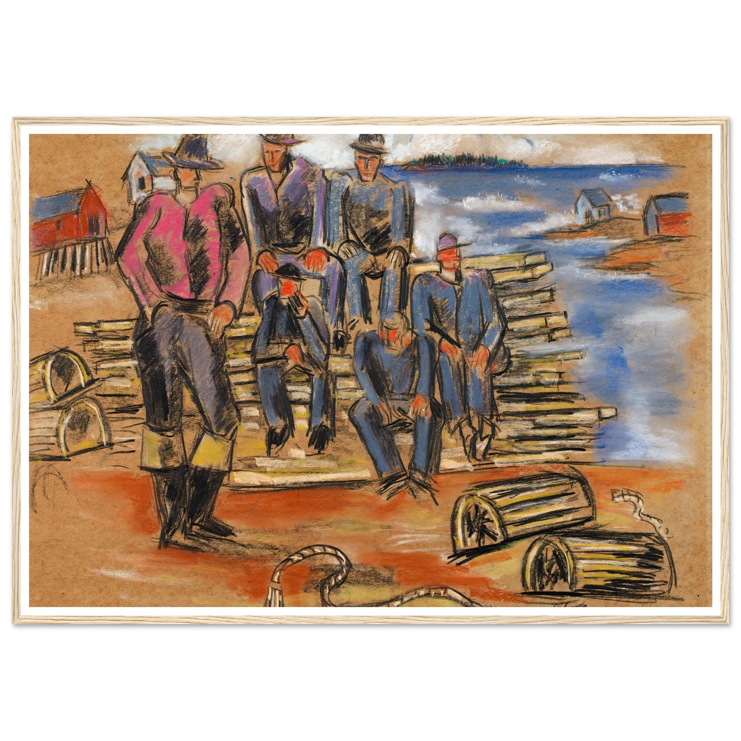 Study for Lobster Fishermen (1940) Art Print | Marsden Hartley - Framed Poster - 30x40 cm / 12x16″ - Black frame