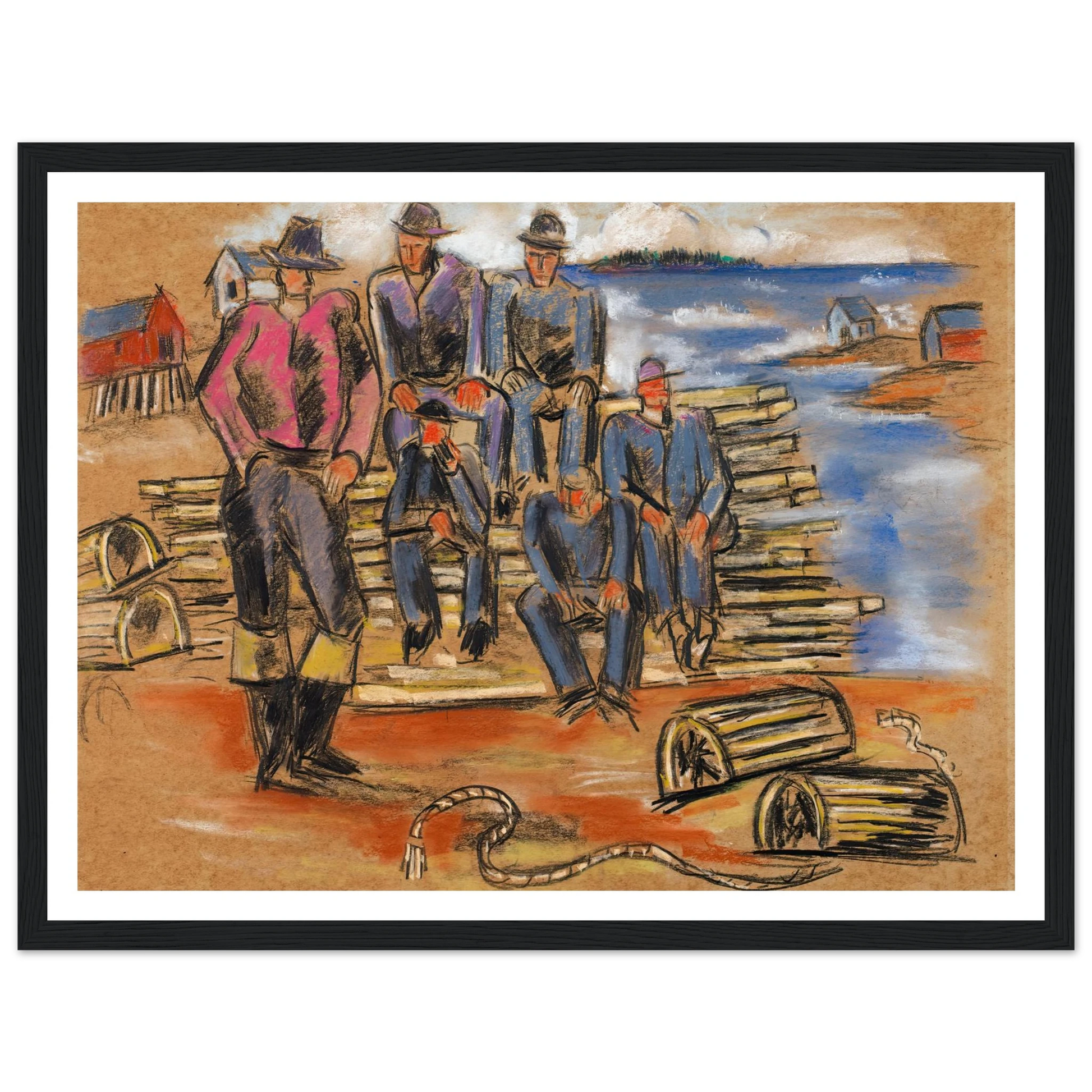 Study for Lobster Fishermen (1940) Art Print | Marsden Hartley - Framed Poster - 30x40 cm / 12x16″ - Black frame