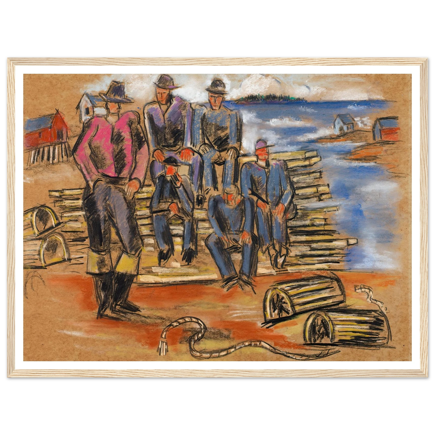 Study for Lobster Fishermen (1940) Art Print | Marsden Hartley - Framed Poster - 30x40 cm / 12x16″ - Black frame