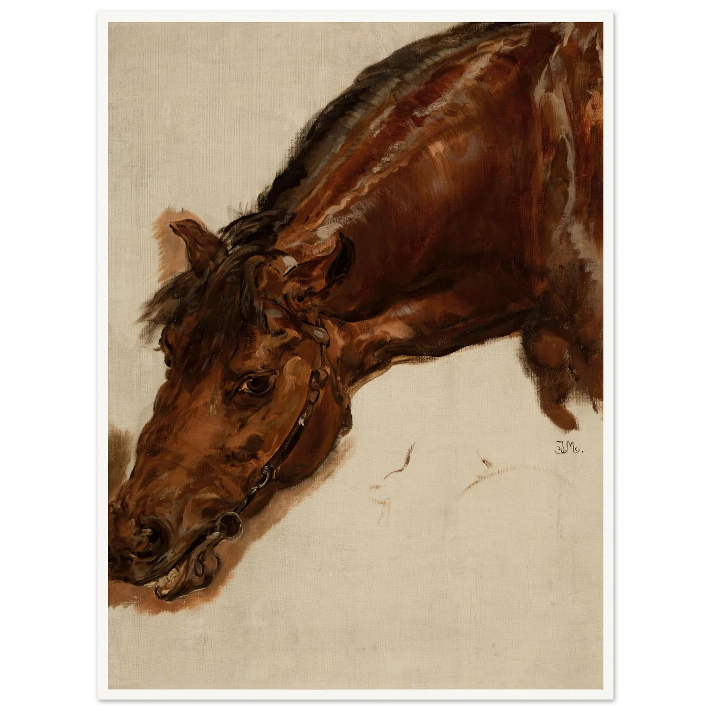 Study of a horse head (1875) Art Print | Jan Matejko - Framed Poster - 30x40 cm / 12x16″ - Black frame