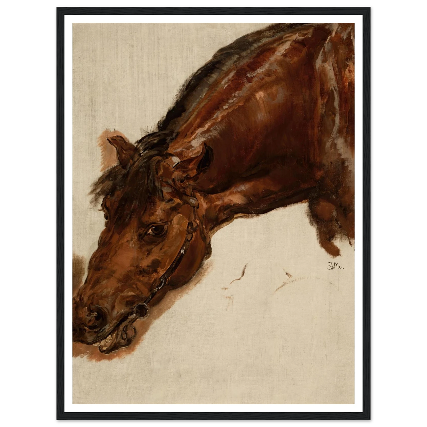 Study of a horse head (1875) Art Print | Jan Matejko - Framed Poster - 30x40 cm / 12x16″ - Black frame