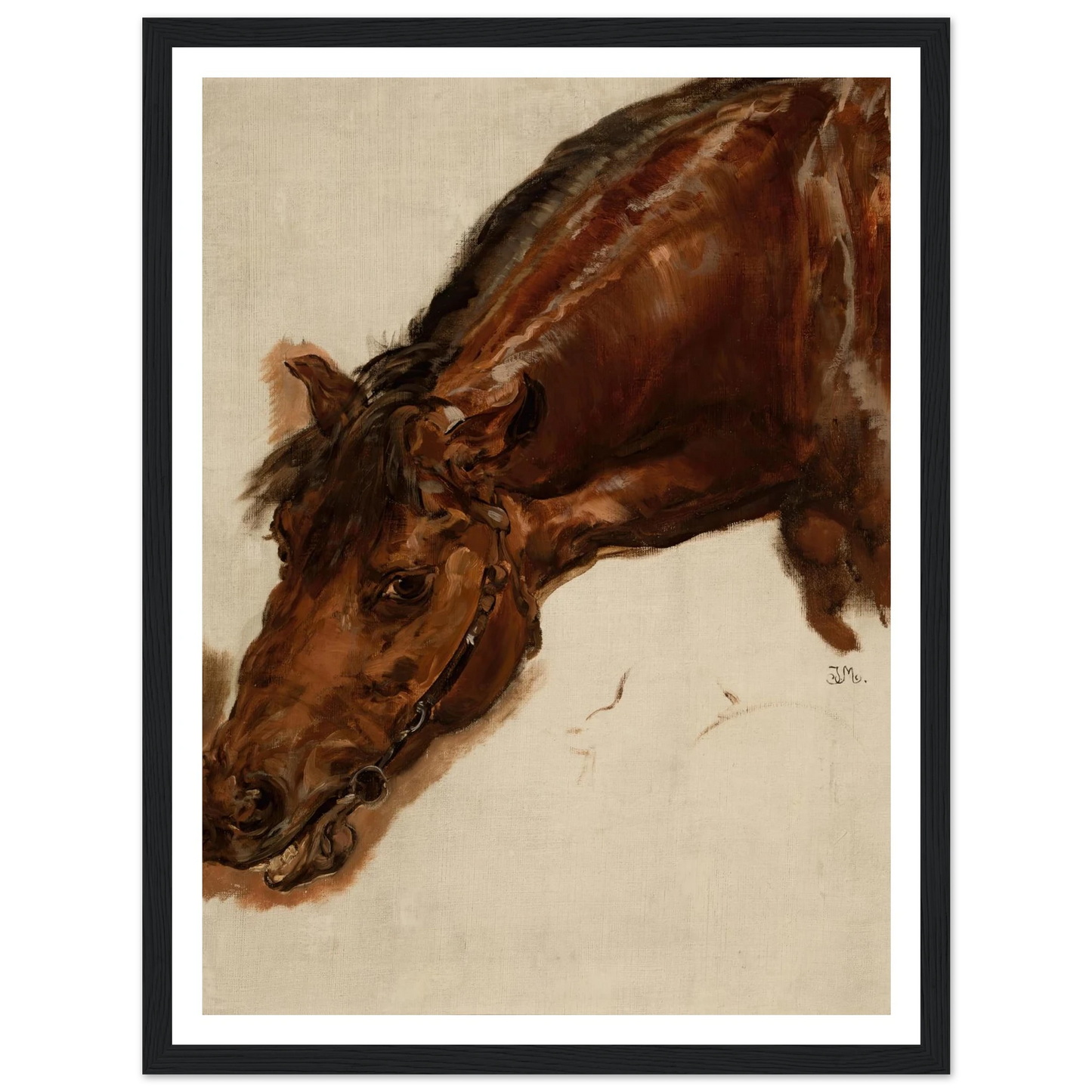 Study of a horse head (1875) Art Print | Jan Matejko - Framed Poster - 30x40 cm / 12x16″ - Black frame
