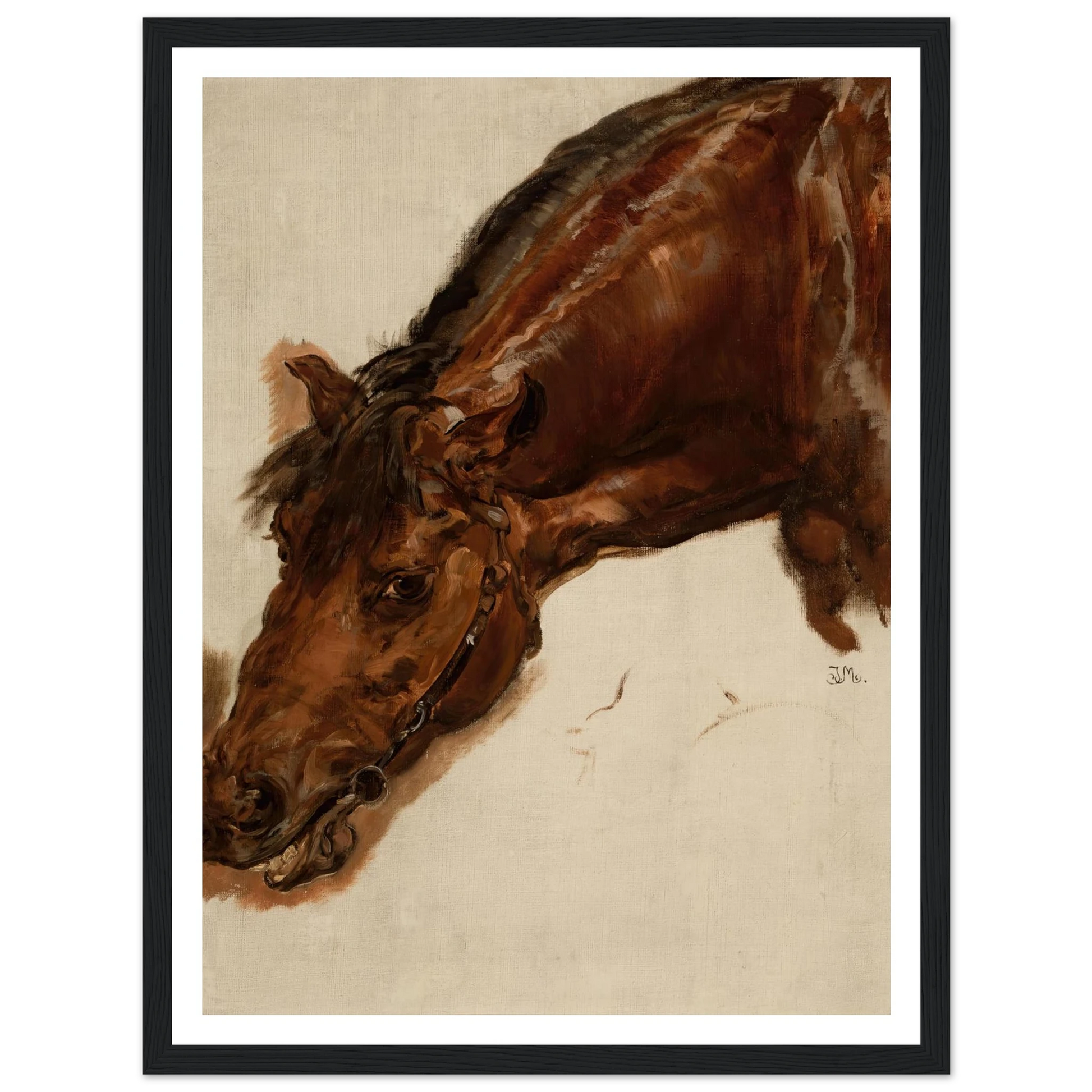 Study of a horse head (1875) Art Print | Jan Matejko - Framed Poster - 30x40 cm / 12x16″ - Black frame