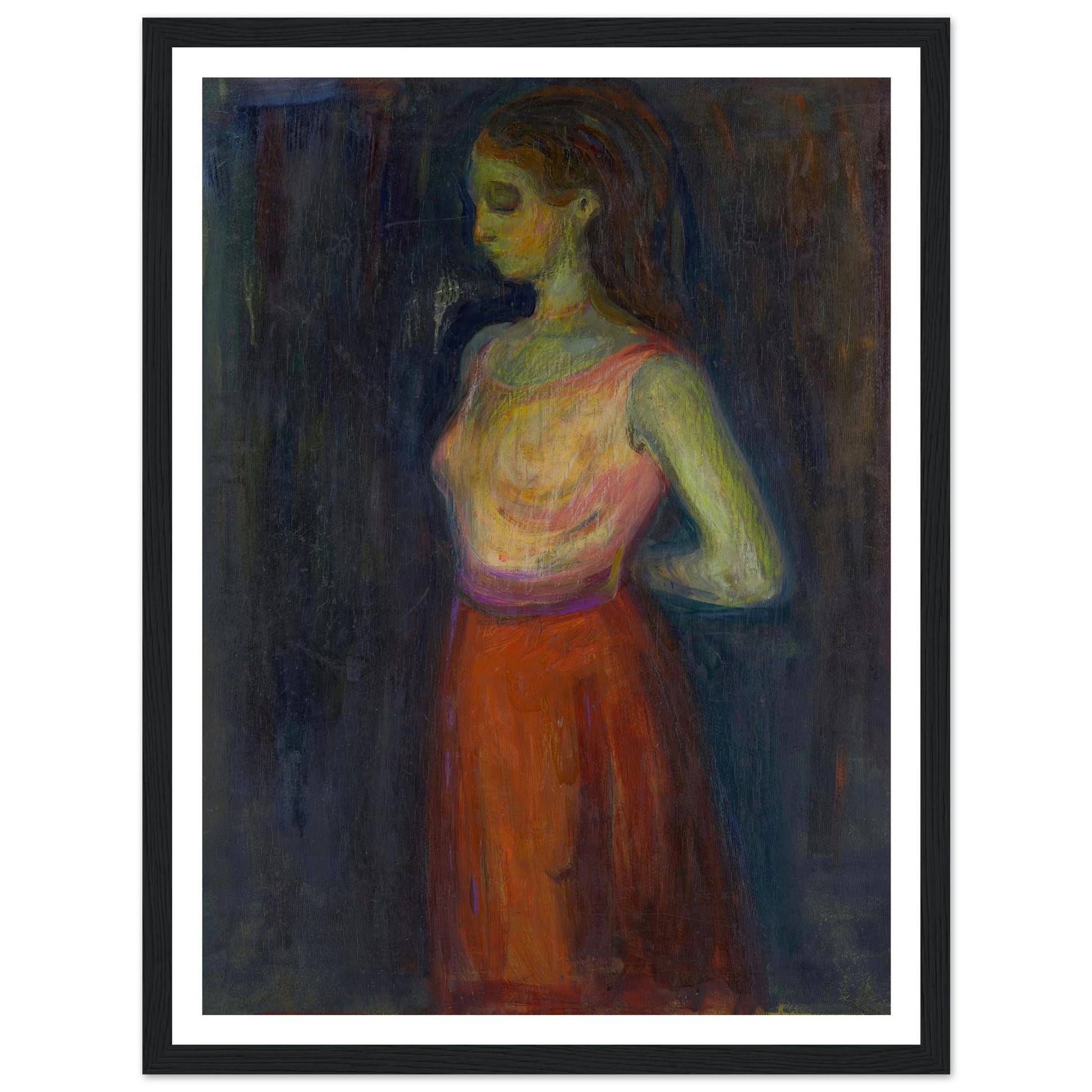 Study of a Model (1898) Art Print | Edvard Munch - Framed Poster - 30x40 cm / 12x16″ - Black frame
