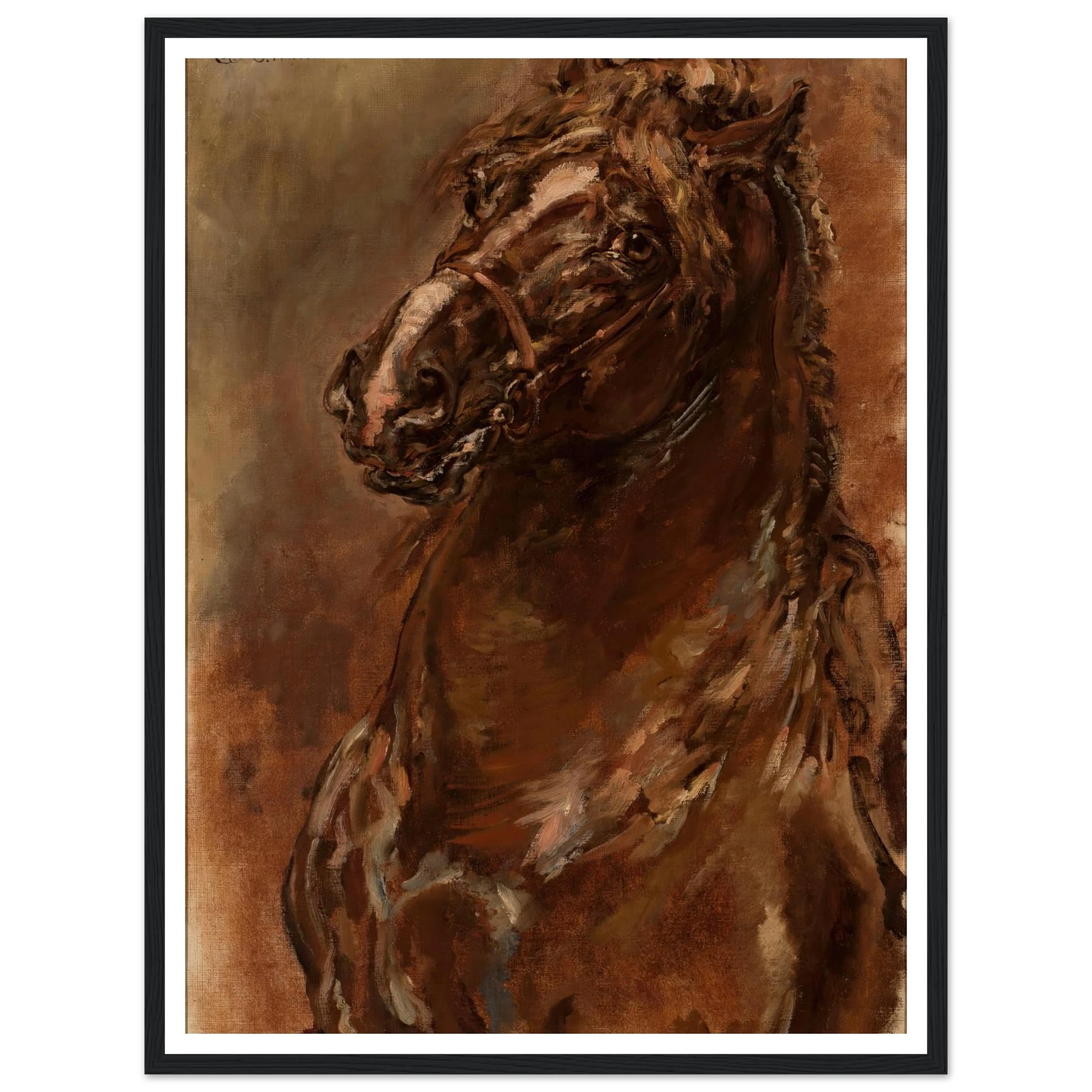 Study of horse’s head for “The Maid of Orléans” (1886) Art Print | Jan Matejko - Framed Poster - 30x40 cm / 12x16″ - Black frame