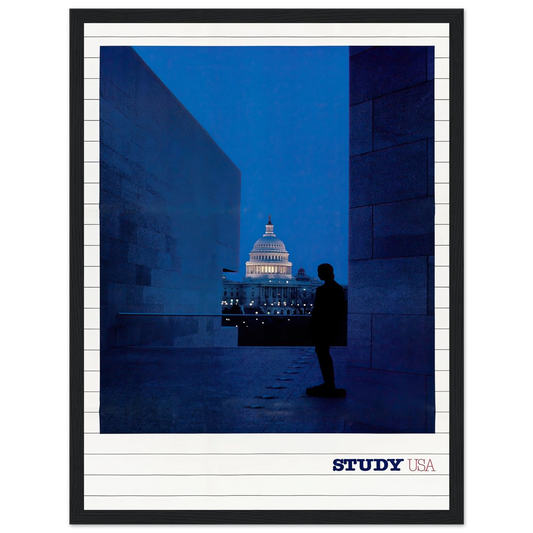 Study USA Art Print | US Information Agency - Framed Poster - 30x40 cm / 12x16″ - Black frame