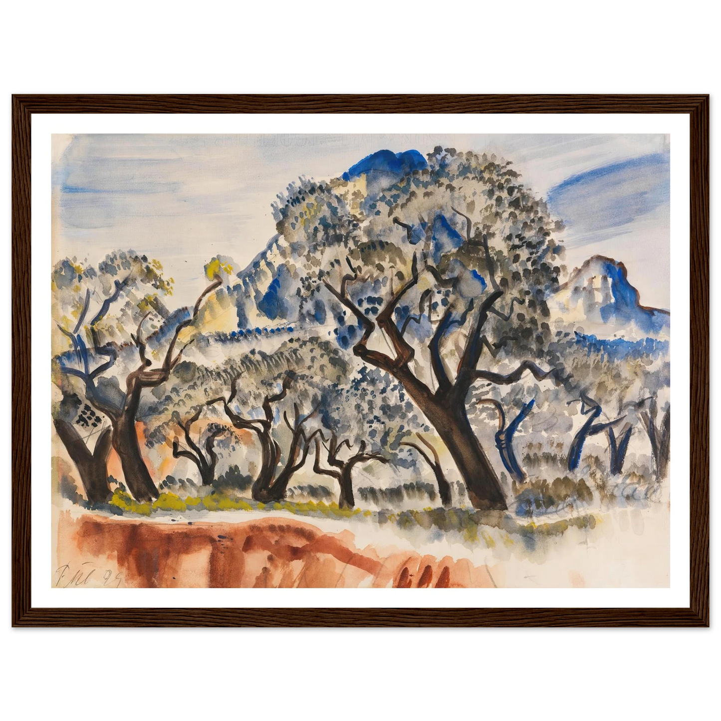 Südfranzösische Landschaft mit Bäumen (1929) Art Print | Paul Kleinschmidt - Framed Poster - 30x40 cm / 12x16″ - Black frame