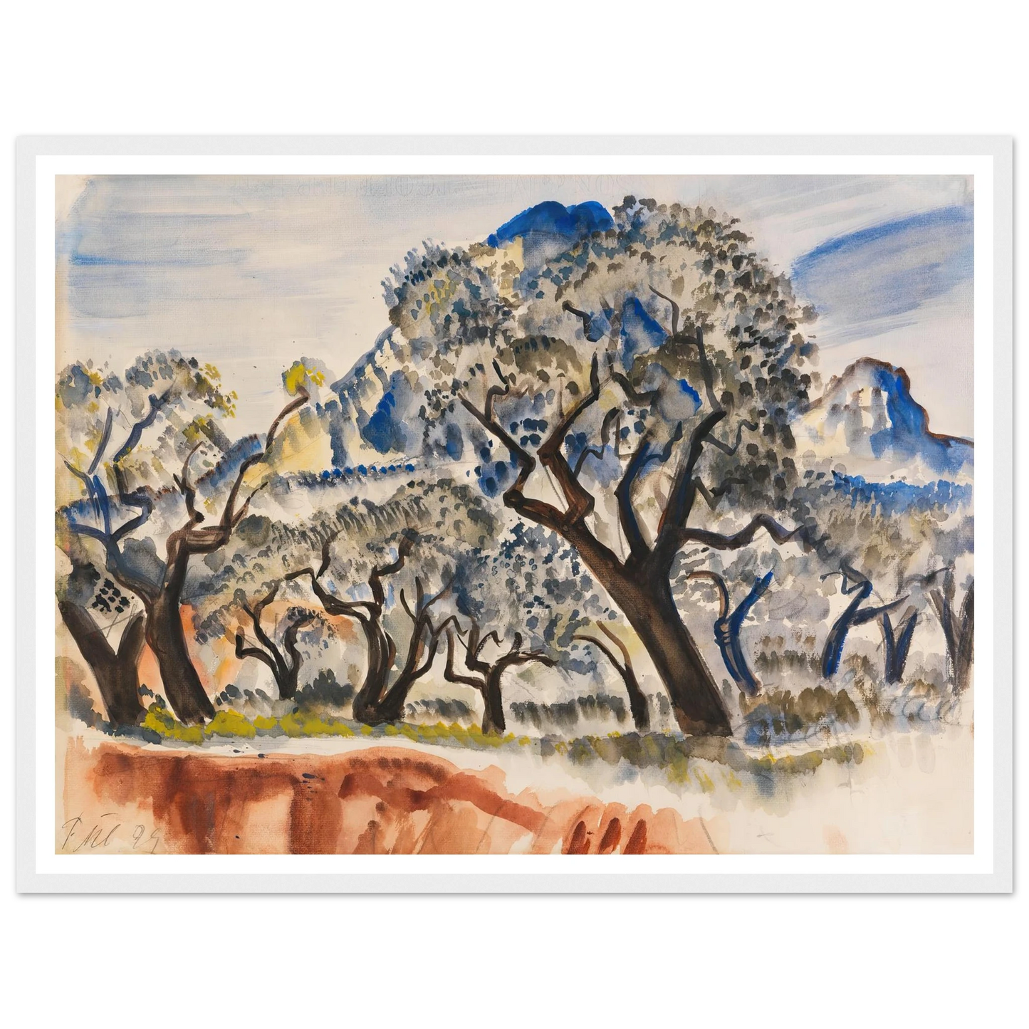 Südfranzösische Landschaft mit Bäumen (1929) Art Print | Paul Kleinschmidt - Framed Poster - 30x40 cm / 12x16″ - Black frame