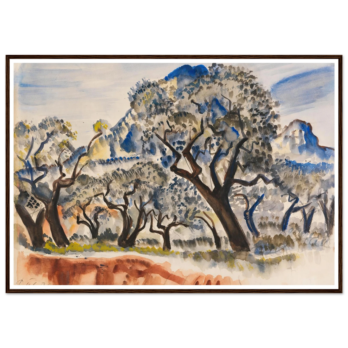 Südfranzösische Landschaft mit Bäumen (1929) Art Print | Paul Kleinschmidt - Framed Poster - 30x40 cm / 12x16″ - Black frame