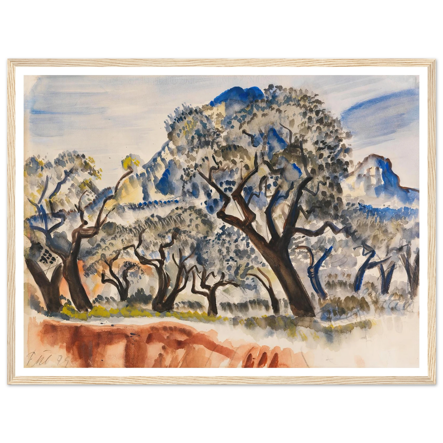 Südfranzösische Landschaft mit Bäumen (1929) Art Print | Paul Kleinschmidt - Framed Poster - 30x40 cm / 12x16″ - Black frame