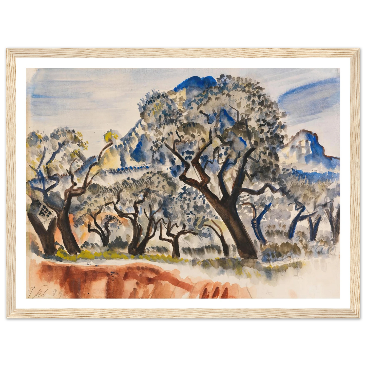 Südfranzösische Landschaft mit Bäumen (1929) Art Print | Paul Kleinschmidt - Framed Poster - 30x40 cm / 12x16″ - Black frame