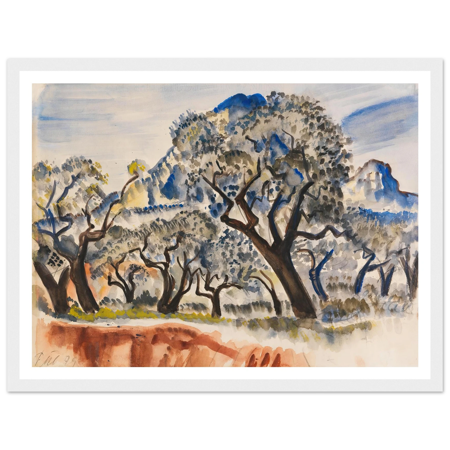 Südfranzösische Landschaft mit Bäumen (1929) Art Print | Paul Kleinschmidt - Framed Poster - 30x40 cm / 12x16″ - Black frame