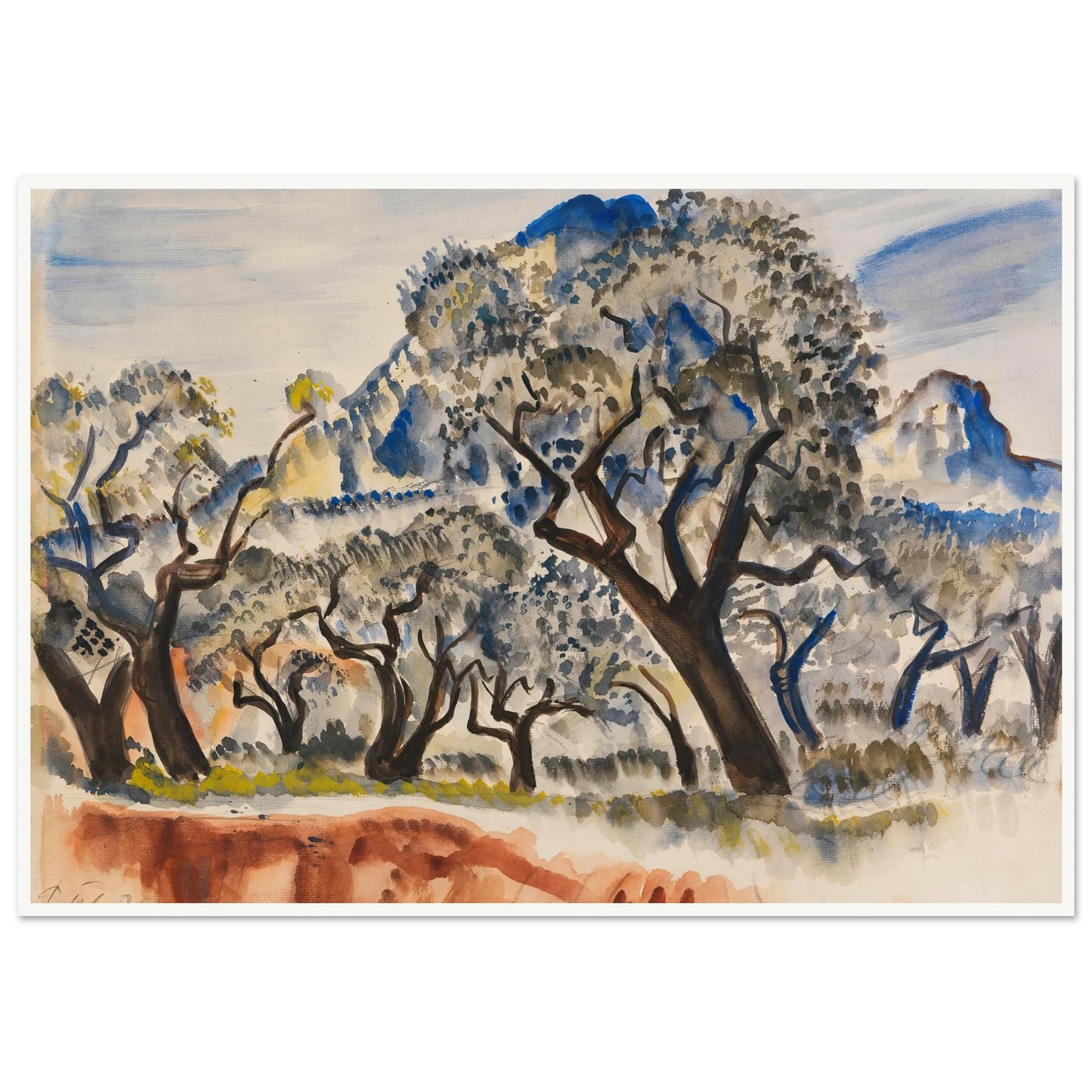 Südfranzösische Landschaft mit Bäumen (1929) Art Print | Paul Kleinschmidt - Framed Poster - 30x40 cm / 12x16″ - Black frame