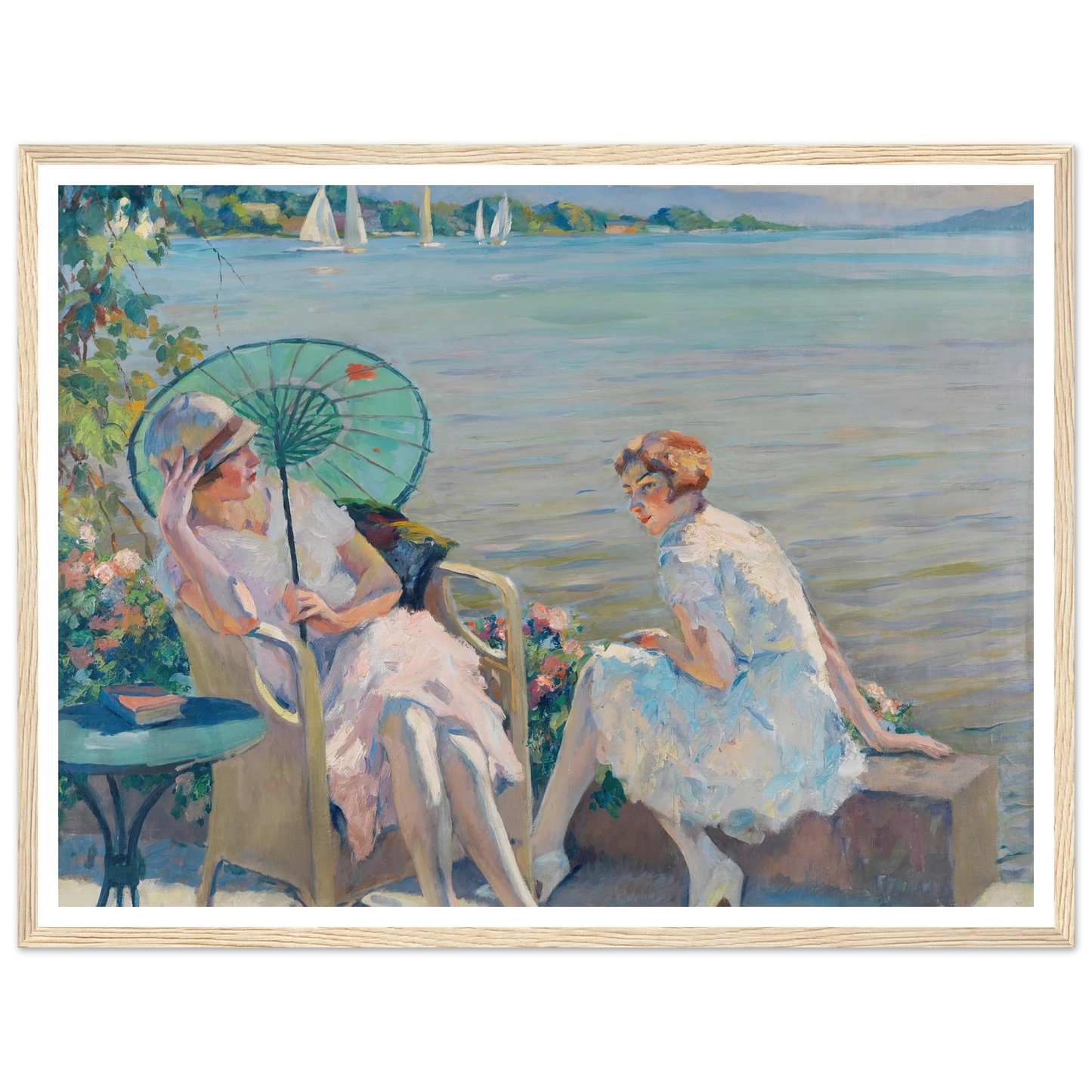 Summer afternoon at the lake (1920) Art Print | Edward Cucuel - Framed Poster - 30x40 cm / 12x16″ - Black frame