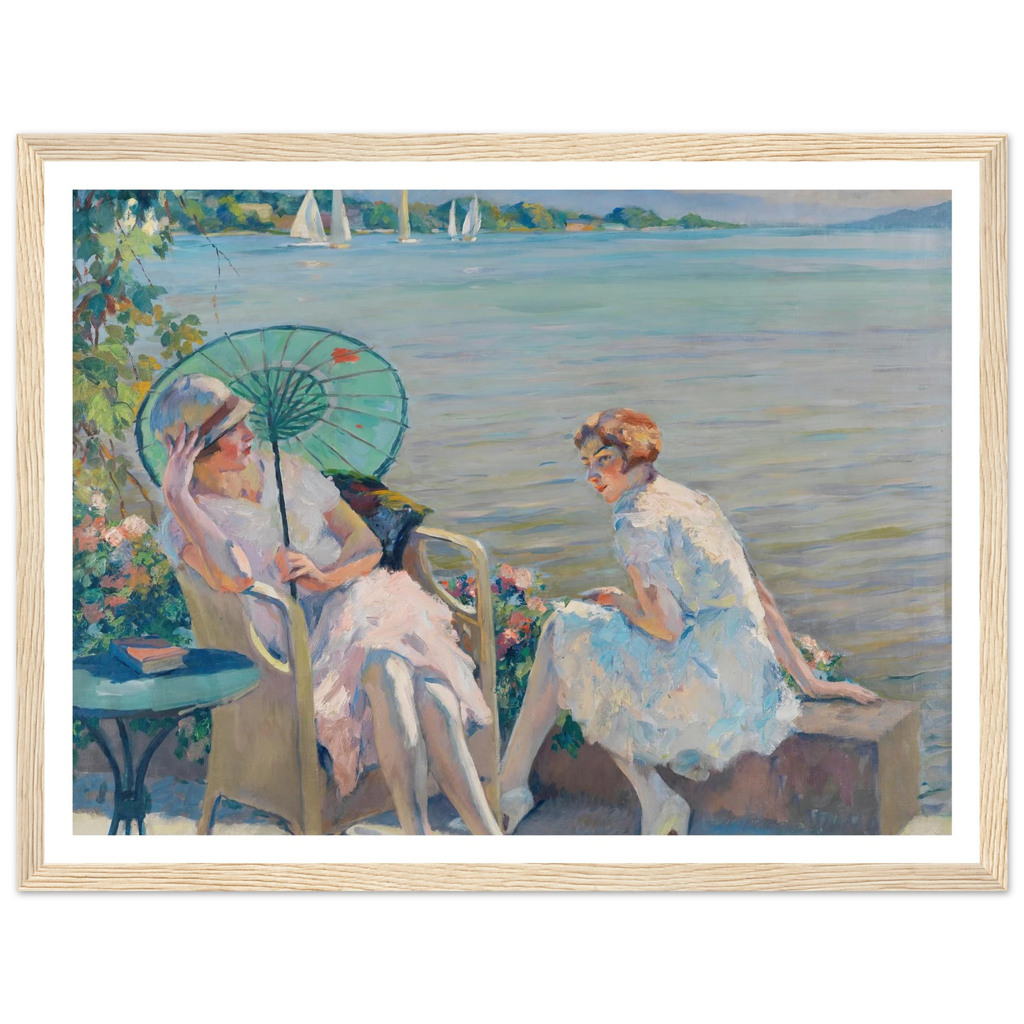 Summer afternoon at the lake (1920) Art Print | Edward Cucuel - Framed Poster - 30x40 cm / 12x16″ - Black frame