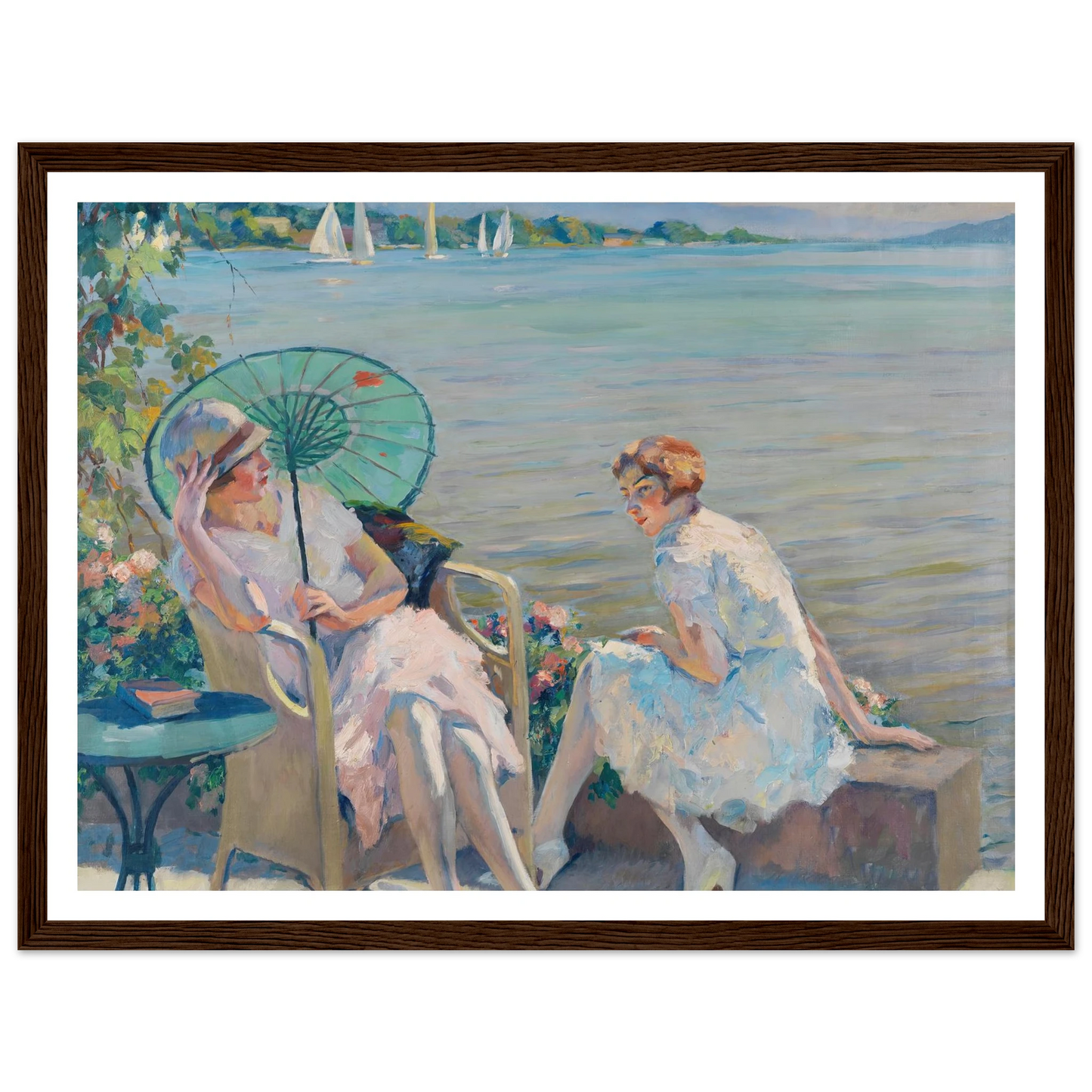 Summer afternoon at the lake (1920) Art Print | Edward Cucuel - Framed Poster - 30x40 cm / 12x16″ - Black frame
