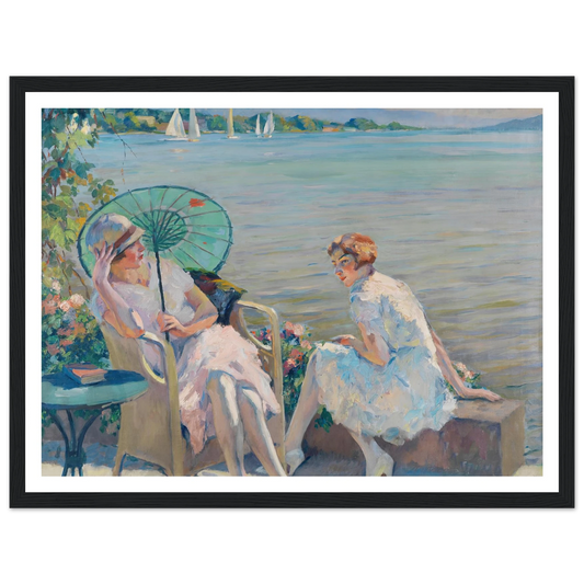 Summer afternoon at the lake (1920) Art Print | Edward Cucuel - Framed Poster - 30x40 cm / 12x16″ - Black frame