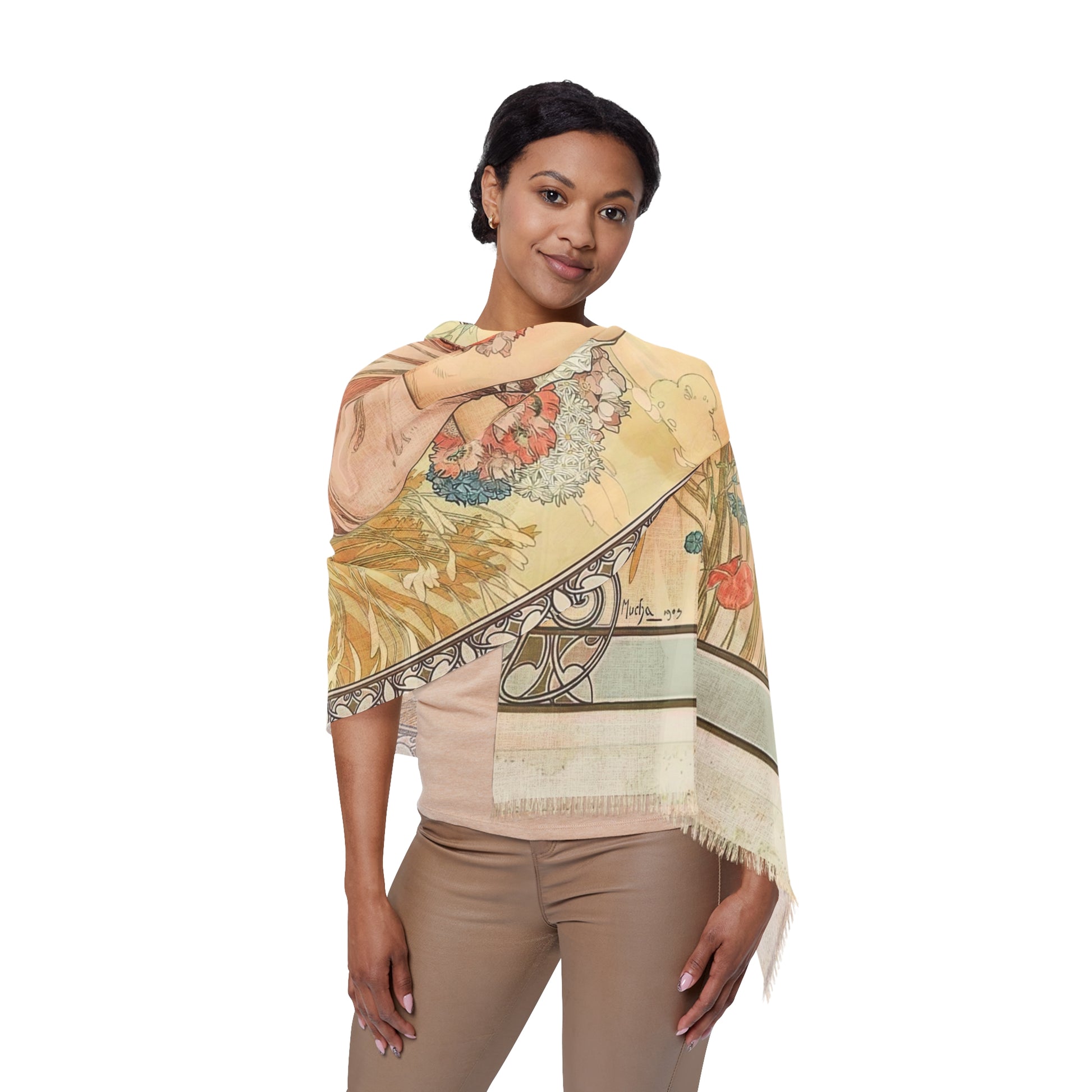 Summer | Alphonse Mucha Scarf – Art Nouveau Scarf - - 27" × 71'' - 