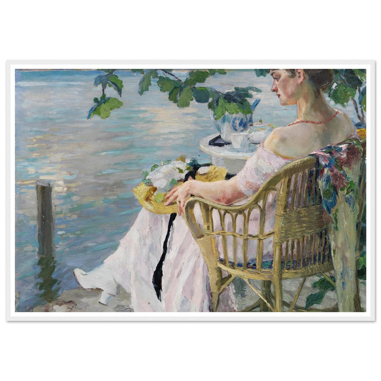 Summer evening (1916) Art Print | Edward Cucuel - Framed Poster - 30x40 cm / 12x16″ - Black frame