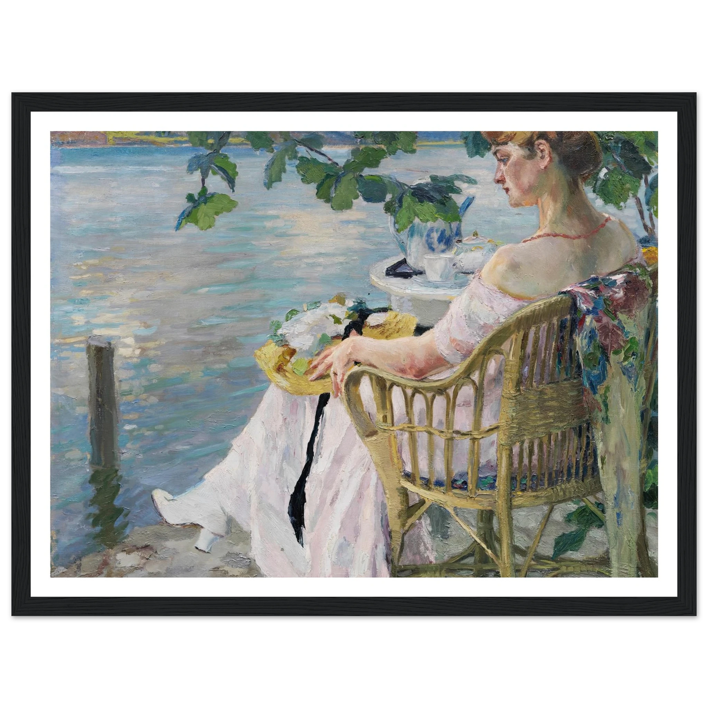 Summer evening (1916) Art Print | Edward Cucuel - Framed Poster - 30x40 cm / 12x16″ - Black frame
