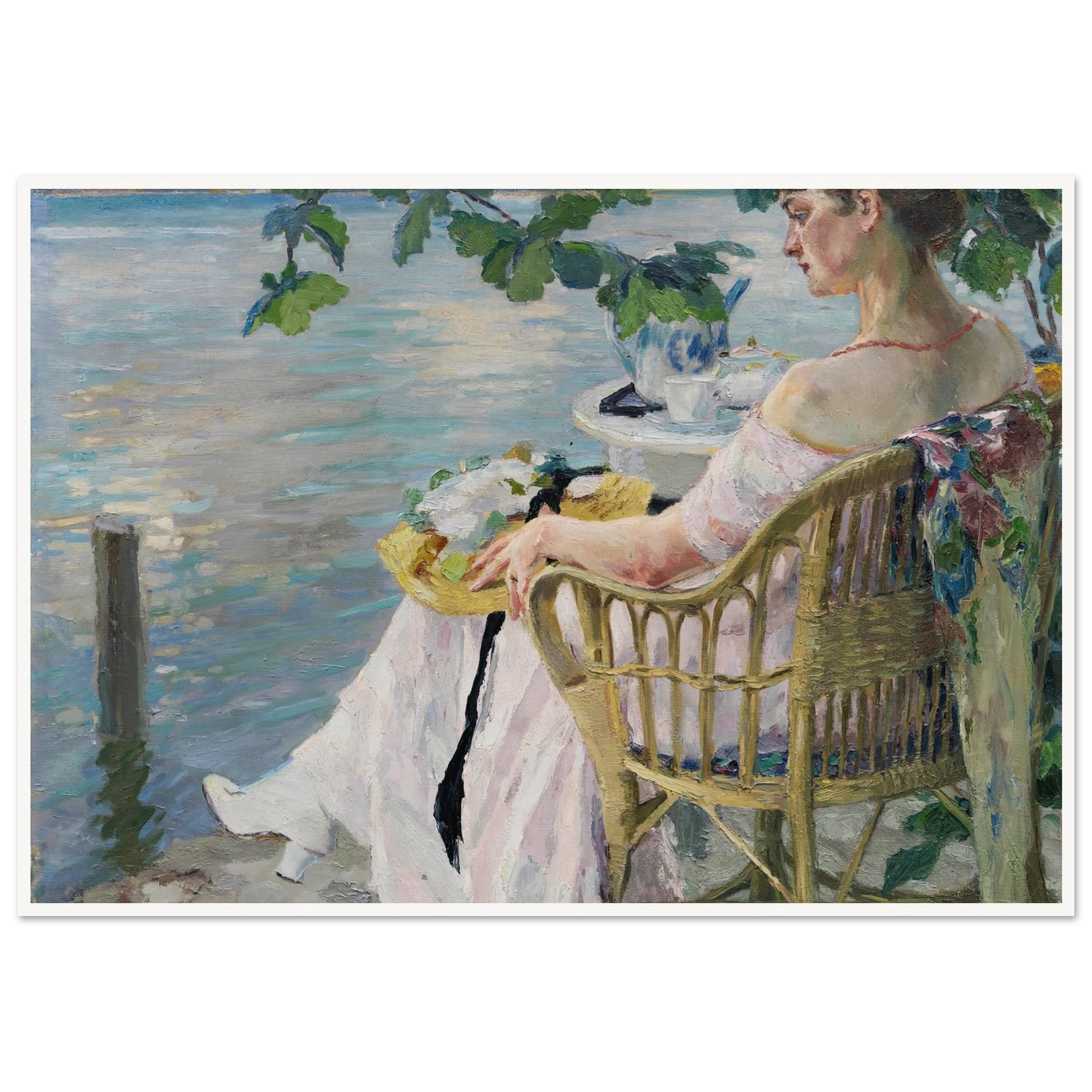 Summer evening (1916) Art Print | Edward Cucuel - Framed Poster - 30x40 cm / 12x16″ - Black frame