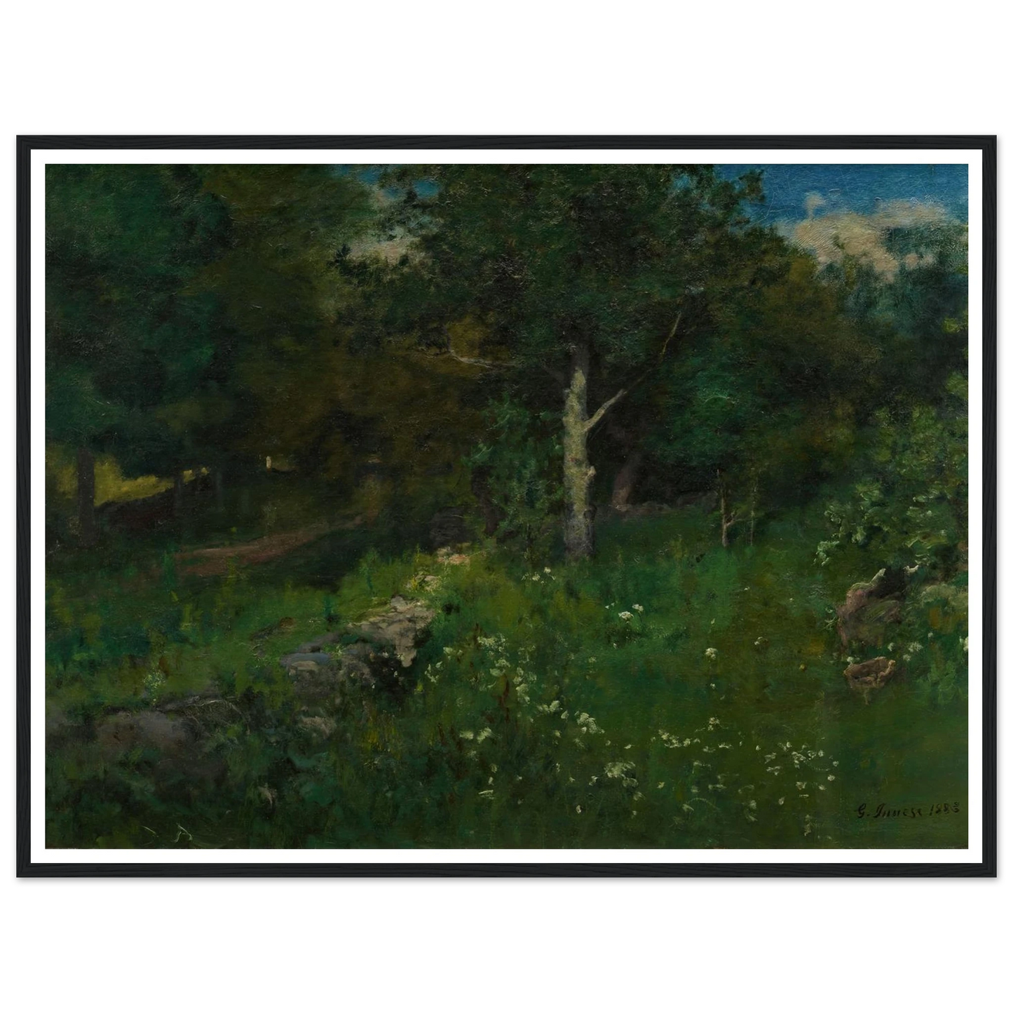 Summer Foliage (1883) Art Print | George Inness - Framed Poster - 30x40 cm / 12x16″ - Black frame