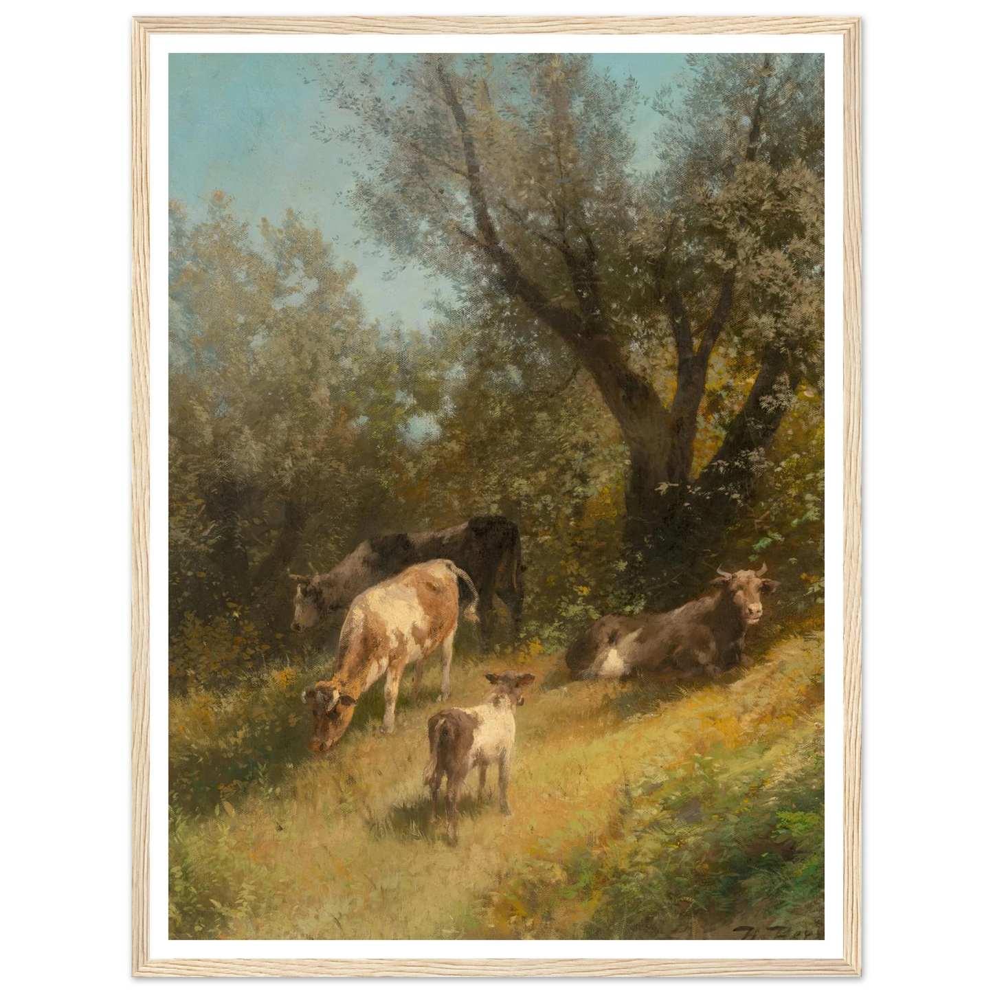 Summer grazing, Chester County Art Print | Hermann Ottomar Herzog - Framed Poster - 30x40 cm / 12x16″ - Black frame