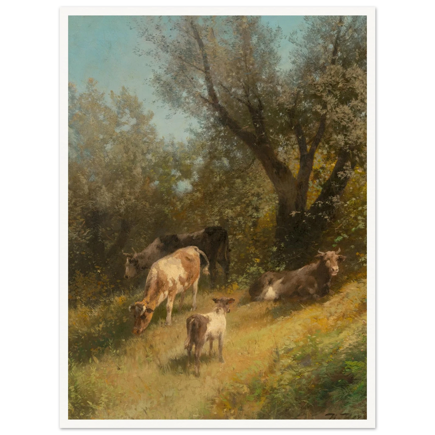 Summer grazing, Chester County Art Print | Hermann Ottomar Herzog - Framed Poster - 30x40 cm / 12x16″ - Black frame