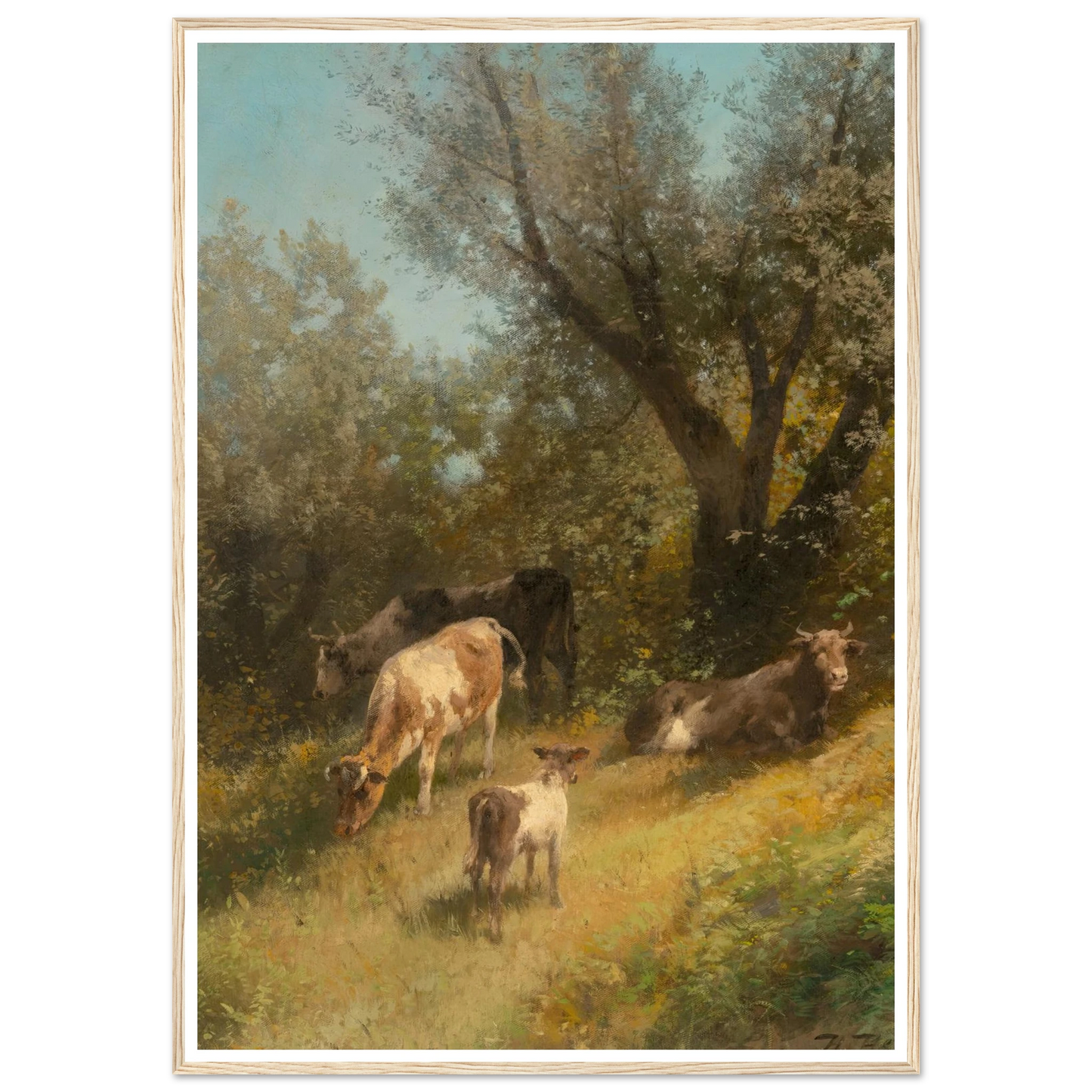 Summer grazing, Chester County Art Print | Hermann Ottomar Herzog - Framed Poster - 30x40 cm / 12x16″ - Black frame